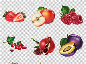 高清手绘水果PNG素材 从苹果到猕猴桃的创意工作与生活灵感