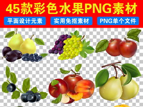 彩色果蔬免抠PNG素材大放送 从苹果到葡萄，助力生活与工作创意